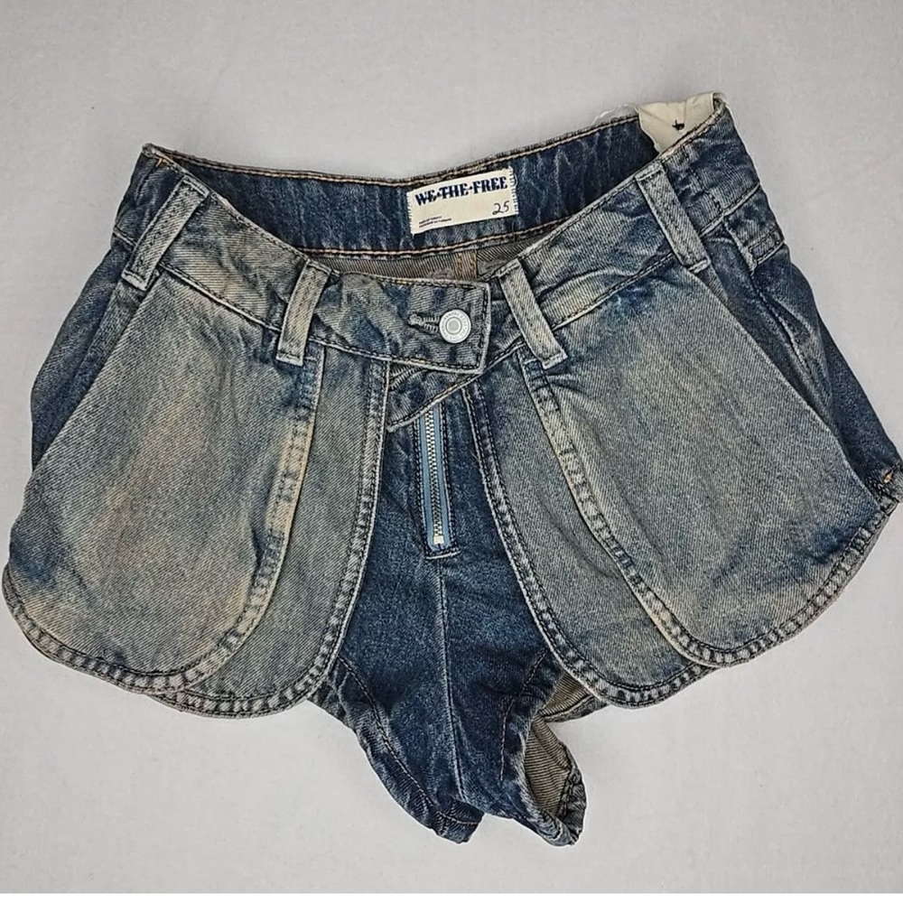 Free People  Women's Blue We The Free Prince Street  Micro Denim Shorts - Picture 9 of 16
